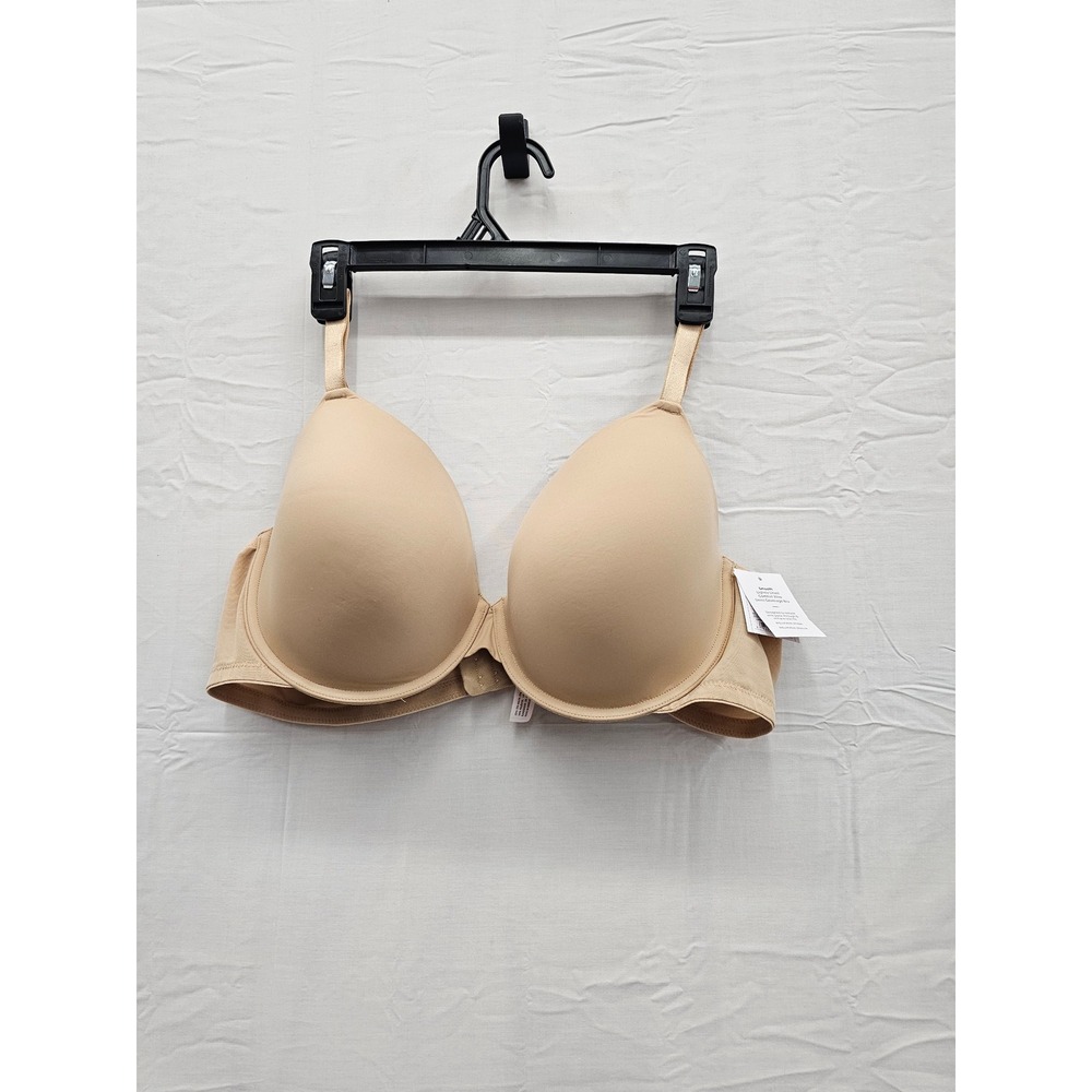 Auden Womens Demi Coverage T-Shirt Bra Beige Nylon Blend Casual Size 44C